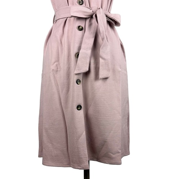 NWT New Anthropologie Pink Prairie Button Down Textured Slip Dress Waist Tie M - Picture 6 of 13